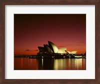 Opera house lit up at night, Sydney Opera House, Sydney, Australia Fine Art Print