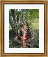 Aborigine playing a didgeridoo, Cairns, Queensland, Australia Fine Art Print