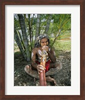 Aborigine playing a didgeridoo, Cairns, Queensland, Australia Fine Art Print
