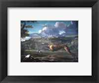 Pace, Michelangelo, Greyhound, rabbit, and the Castle of Ariccia Fine Art Print