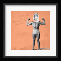 Muscle Man Unicorn Framed Print