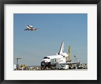 Endeavour on Runway with Columbia on SCA Overhead Fine Art Print