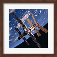 Mir Space Station And Earth Fine Art Print