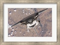 Top down view of atlantis docking from ISS Fine Art Print