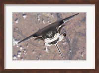 Top down view of atlantis docking from ISS Fine Art Print