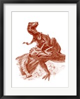 Triceratops with Tyrannosaurus Framed Print