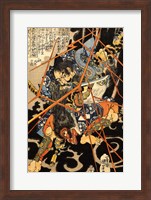 Li Hayata Hironao grappling with the monstruos nue Fine Art Print