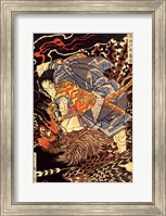Oki no Jiro Hiroari killing a monstrous tengu Fine Art Print