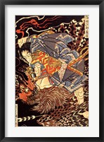 Oki no Jiro Hiroari killing a monstrous tengu Fine Art Print