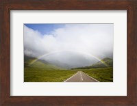 Scotland, Highland Region, Empty Road and Rainbow Fine Art Print