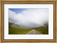 Scotland, Highland Region, Empty Road and Rainbow Fine Art Print