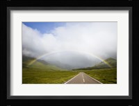 Scotland, Highland Region, Empty Road and Rainbow Fine Art Print