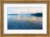 Reflection of a rainbow in a lake, Lake Khovsgol, Sayan Mountains, Russian-Mongolian border Fine Art Print