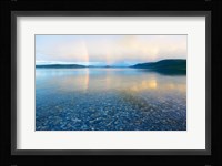 Reflection of a rainbow in a lake, Lake Khovsgol, Sayan Mountains, Russian-Mongolian border Fine Art Print