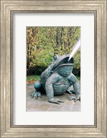 USA, Texas, Dallas, Dallas Arboretum, frog sculpture spitting out water Fine Art Print