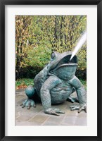 USA, Texas, Dallas, Dallas Arboretum, frog sculpture spitting out water Fine Art Print