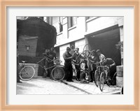 Taking care of  maintenance of the racing bicycles during a rest day in Belfort Fine Art Print