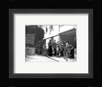 Taking care of  maintenance of the racing bicycles during a rest day in Belfort Fine Art Print