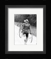 Italian Giusto Cerutti has a broken wheel after a fall. Tour de France 1928 Fine Art Print