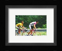 Jan Ullrich and Udo Bolts crossing the Vosges mountains together in the 1997 Tour de France Framed Print