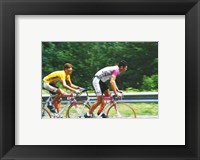 Jan Ullrich and Udo Bolts crossing the Vosges mountains together in the 1997 Tour de France Framed Print