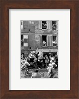 People watching the cyclists being provisioned. Tour de France 1958. Fine Art Print