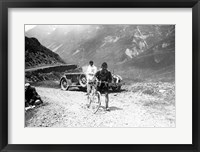 The Belgian Maurice Geldhof is climbing part of the Aubisque on foot. Tour de France 1928 Fine Art Print