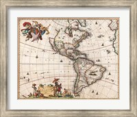 1658 Visscher Map of North America and South America 1658 Fine Art Print