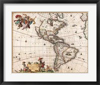 1658 Visscher Map of North America and South America 1658 Fine Art Print