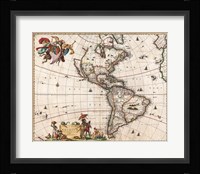1658 Visscher Map of North America and South America 1658 Fine Art Print