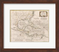 1720 Map of the West Indies with the Adjacent Coasts of North and South America Fine Art Print