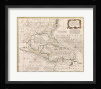 1720 Map of the West Indies with the Adjacent Coasts of North and South America Fine Art Print