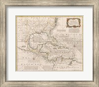 1720 Map of the West Indies with the Adjacent Coasts of North and South America Fine Art Print