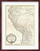 1775 Bonne Map of Peru, Ecuador, Bolivia, and the Western Amazon Fine Art Print