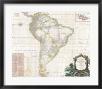 1780 Raynal & Bonne Map of Southern Brazil, Northern Argentina, Uruguay & Paraguay Fine Art Print