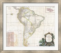 1780 Raynal & Bonne Map of Southern Brazil, Northern Argentina, Uruguay & Paraguay Fine Art Print