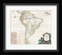 1780 Raynal & Bonne Map of Southern Brazil, Northern Argentina, Uruguay & Paraguay Fine Art Print
