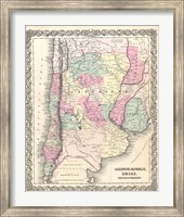 1855 Colton Map of Argentina, Chile, Paraguay and Uruguay Fine Art Print