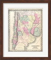 1855 Colton Map of Argentina, Chile, Paraguay and Uruguay Fine Art Print