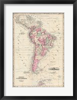1862 Johnson Map of South America Framed Print