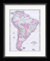 1863 Johnson's Map of South America Fine Art Print