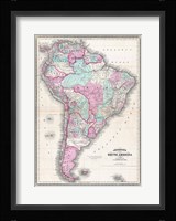 1870 Johnson Map of South America Fine Art Print