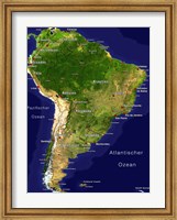 South America - Satellite Orthographic Political Map Fine Art Print