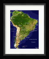 South America - Satellite Orthographic Political Map Fine Art Print