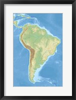 South America relief location map Fine Art Print