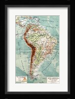 Syd-Amerika. Flod- och bergs system Framed Print
