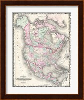 1862 Johnson Map of North America Fine Art Print
