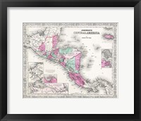 1866 Johnson Map of Central America Fine Art Print