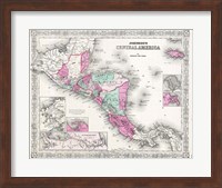 1866 Johnson Map of Central America Fine Art Print