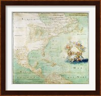 Claude Bernou Carte de lAmerique septentrionale Fine Art Print